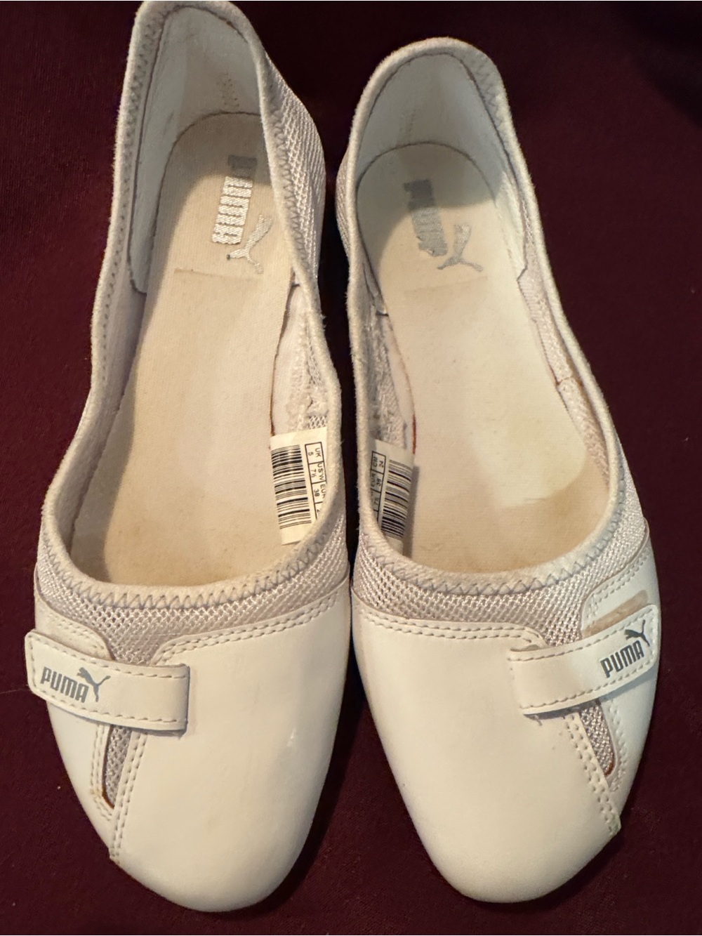 Y2K Puma Women’s White Slip-On Mesh & Patent Leather Ballet Flats - Size 7.5 - Picture 3 of 14